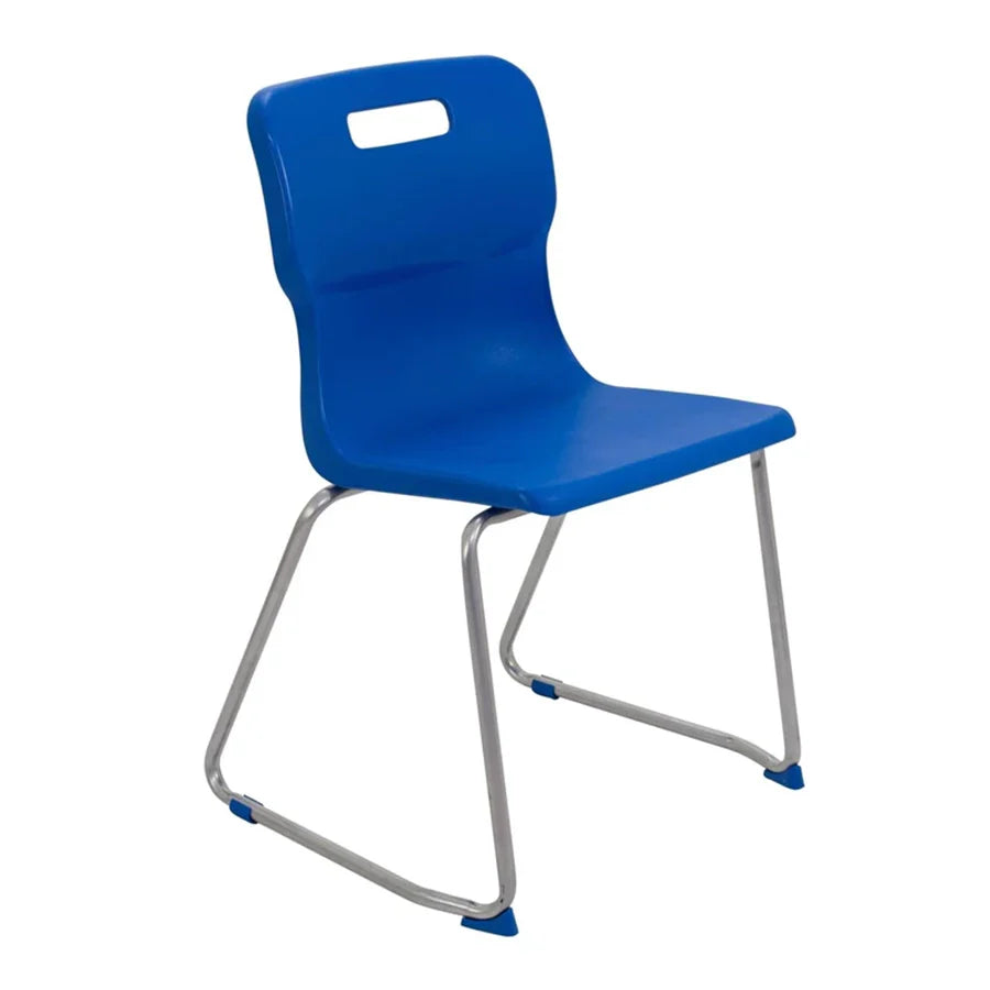Titan Skid Base Chair with Steel Frame and Blue Polypropylene Seat Size Mark 6 SH460mm