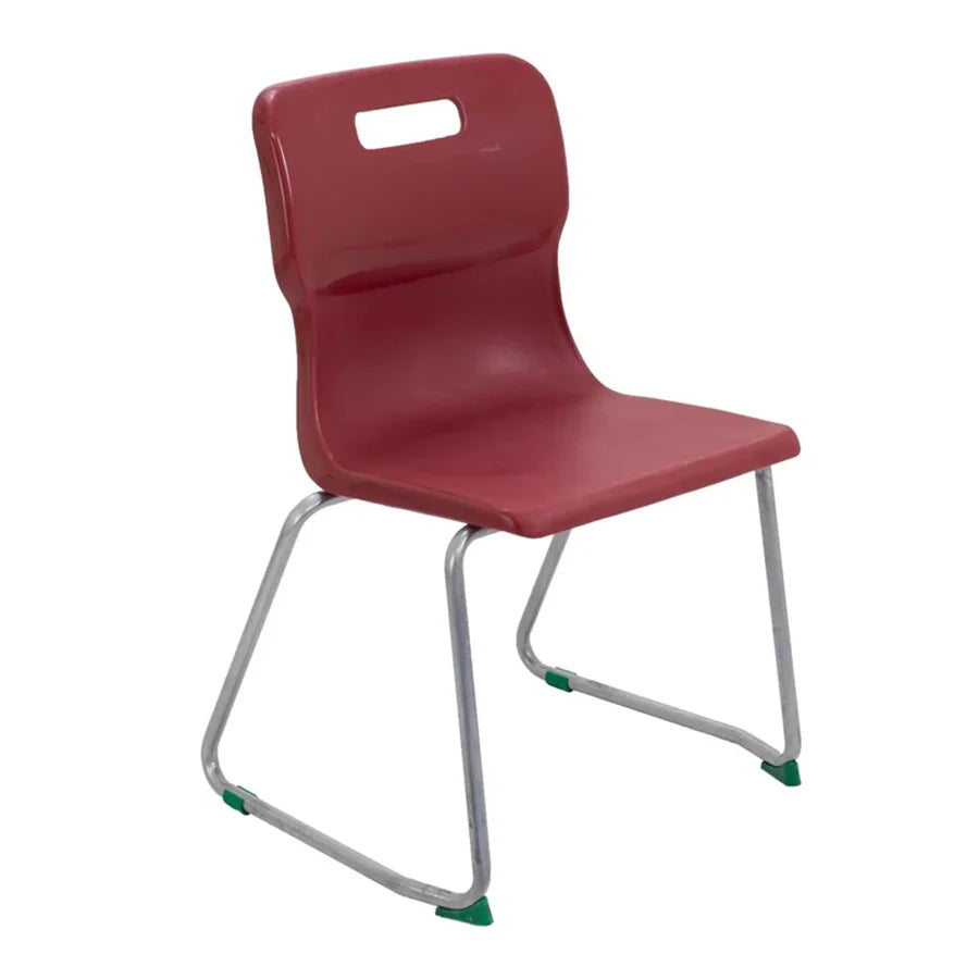 Titan Skid Base Chair with Steel Frame and Burgundy Polypropylene Seat Size Mark 5 SH430mm