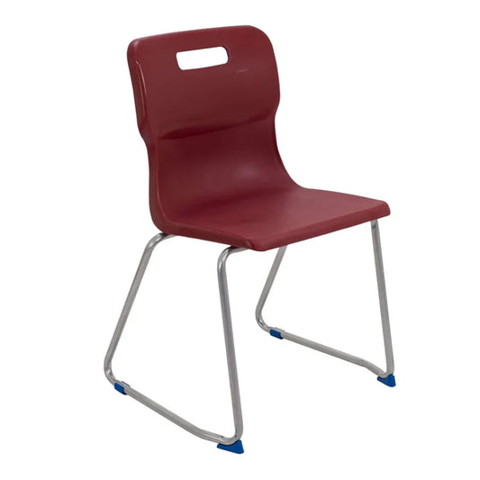 Titan Skid Base Chair with Steel Frame and Burgundy Polypropylene Seat Size Mark 6 SH460mm