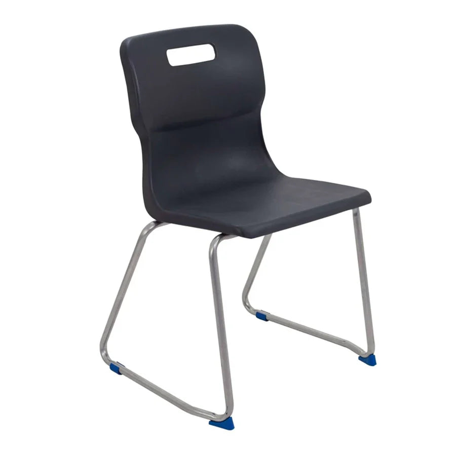 Titan Skid Base Chair with Steel Frame and Charcoal Polypropylene Seat Size Mark 6 SH460mm