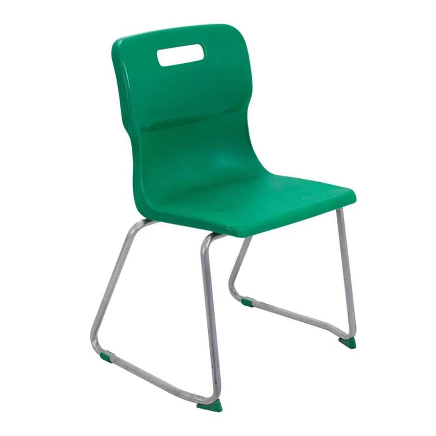 Titan Skid Base Chair with Steel Frame and Green Polypropylene Seat Size Mark 5 SH430mm