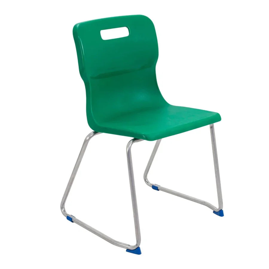 Titan Skid Base Chair with Steel Frame and Green Polypropylene Seat Size Mark 6 SH460mm