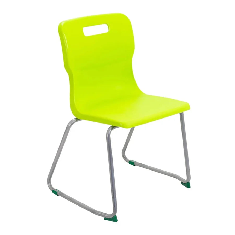 Titan Skid Base Chair with Steel Frame and Lime Polypropylene Seat Size Mark 5 SH430mm