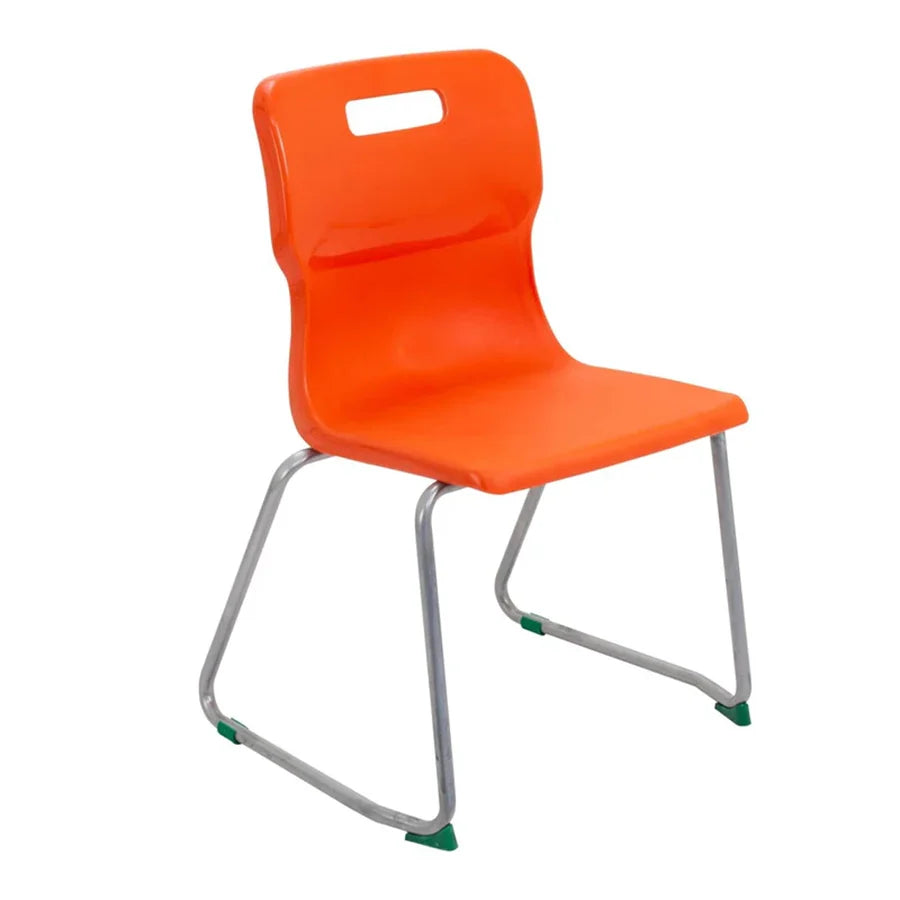 Titan Skid Base Chair with Steel Frame and Orange Polypropylene Seat Size Mark 5 SH430mm