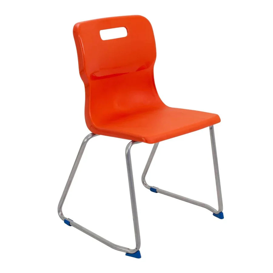 Titan Skid Base Chair with Steel Frame and Orange Polypropylene Seat Size Mark 6 SH460mm