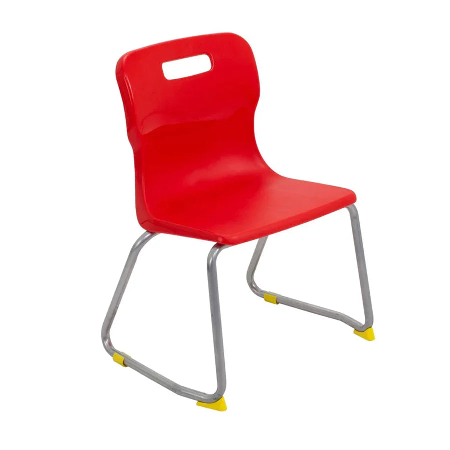 Titan Skid Base Chair with Steel Frame and Red Polypropylene Seat Size Mark 3 SH350mm