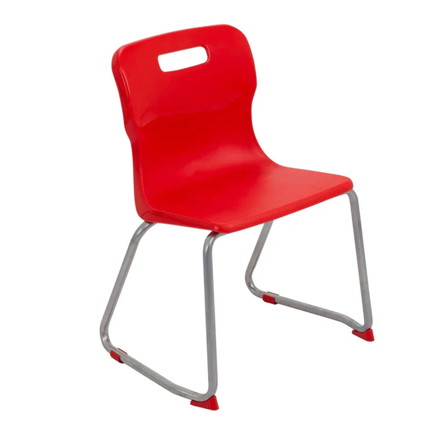 Titan Skid Base Chair with Steel Frame and Red Polypropylene Seat Size Mark 4 SH380mm