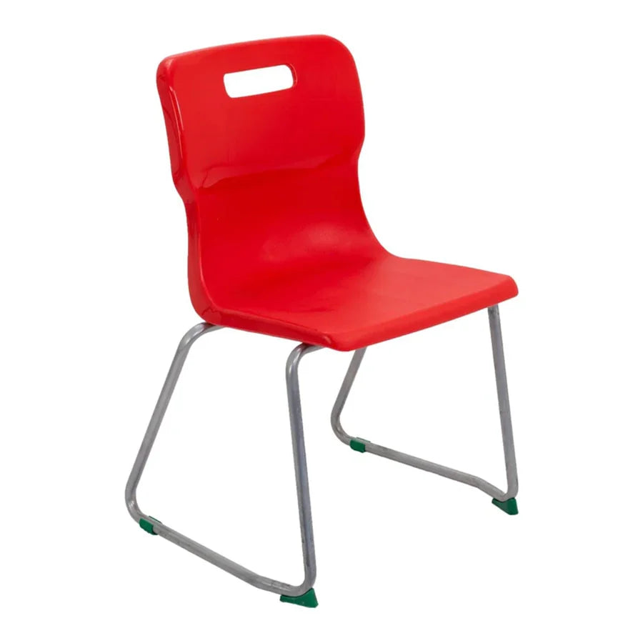 Titan Skid Base Chair with Steel Frame and Red Polypropylene Seat Size Mark 5 SH430mm