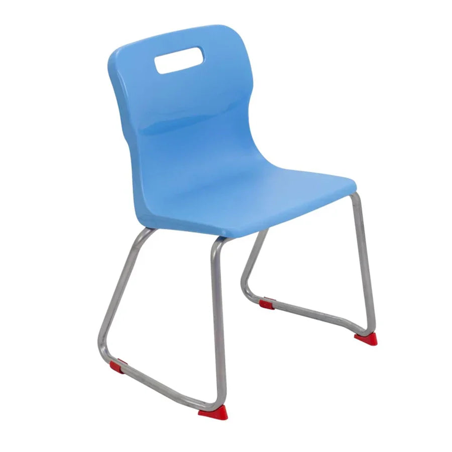 Titan Skid Base Chair with Steel Frame and Sky Blue Polypropylene Seat Size Mark 4 SH380mm