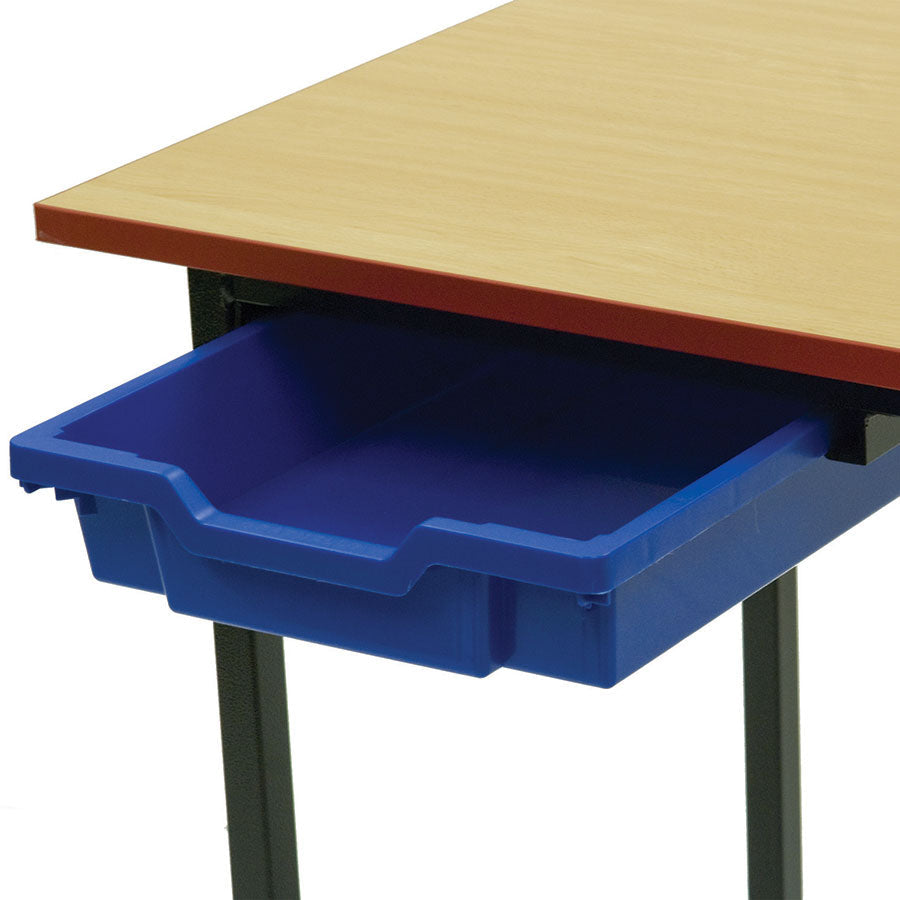 Morleys Fully Welded Classroom Table 1100x550 Rectangular Spray PU Edge with Tray